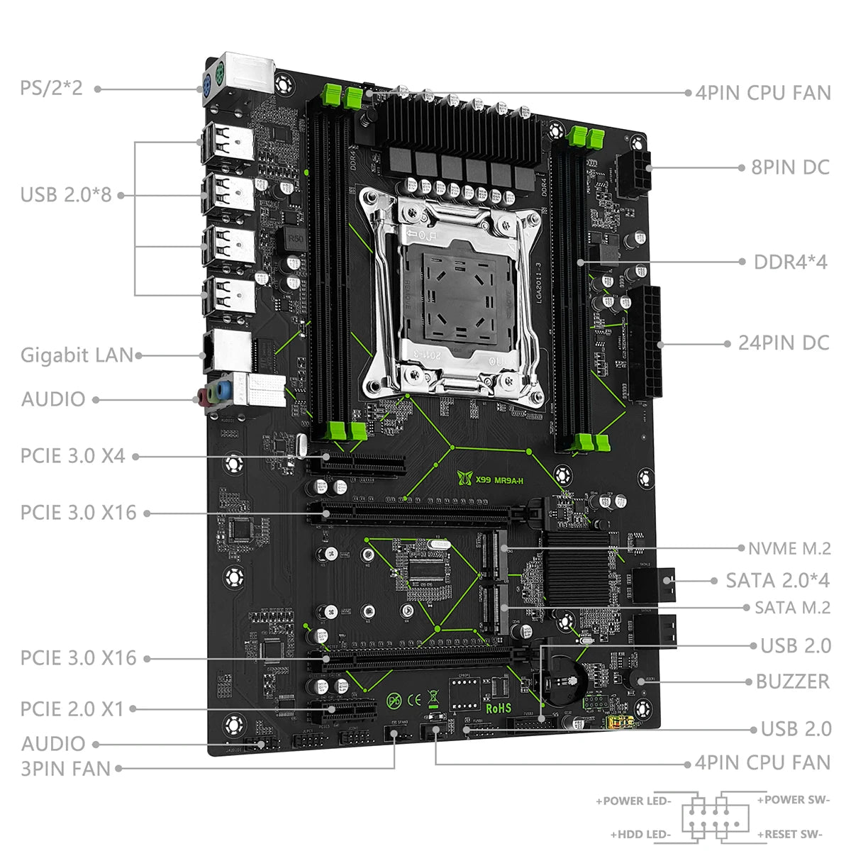 MR9A-H X99 Motherboard Combo LGA 2011-3 E5 2650 V4